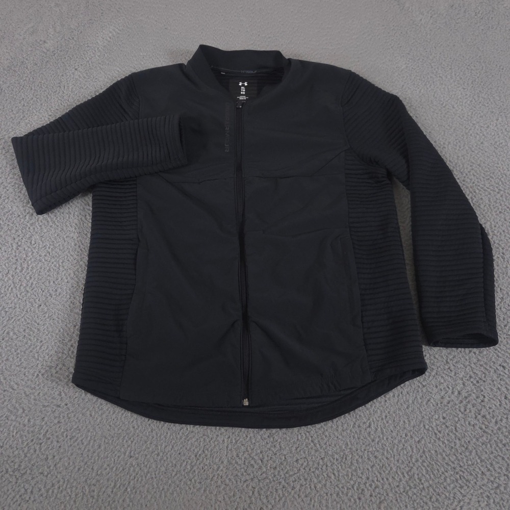 Under Armour Jacket Mens XL Black Storm Evolution Daytona Ribbed Full‎ Zip Golf